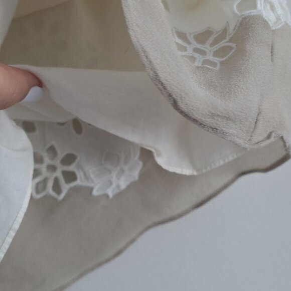 CLUB MONACO | Eyelet Skirt Cotton Silk Trim Cream Sz 2 - Picture 5 of 7